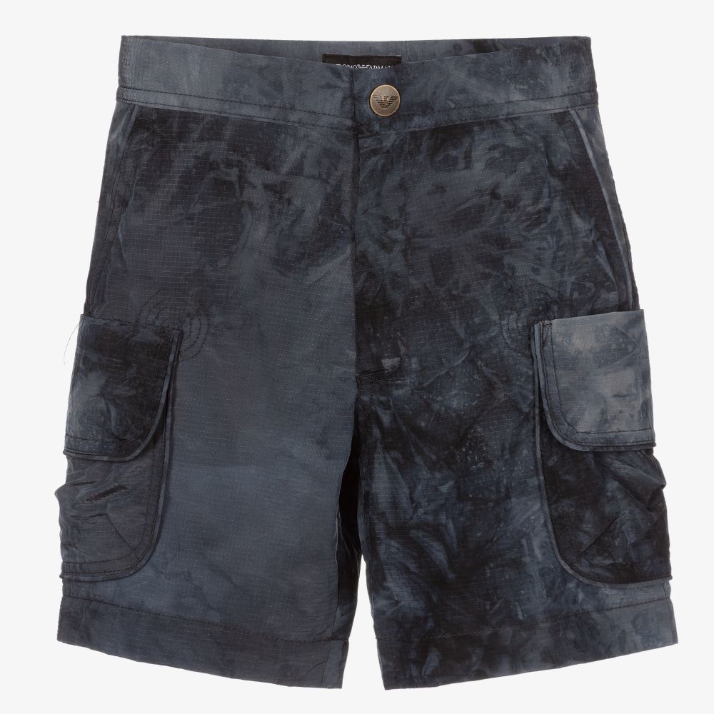 Emporio Armani - Blaue Cargoshorts mit Batikmuster (J) | Childrensalon