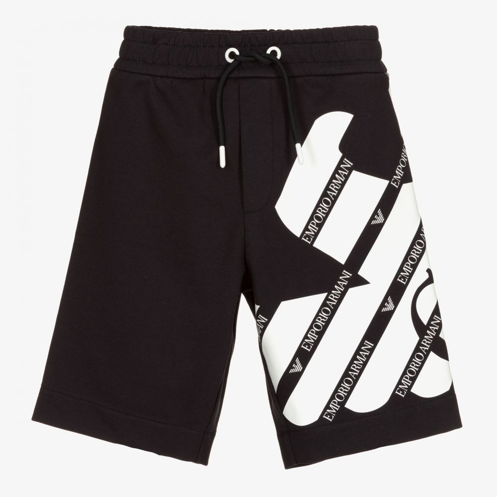 Emporio Armani - Boys Blue & White Logo Shorts | Childrensalon