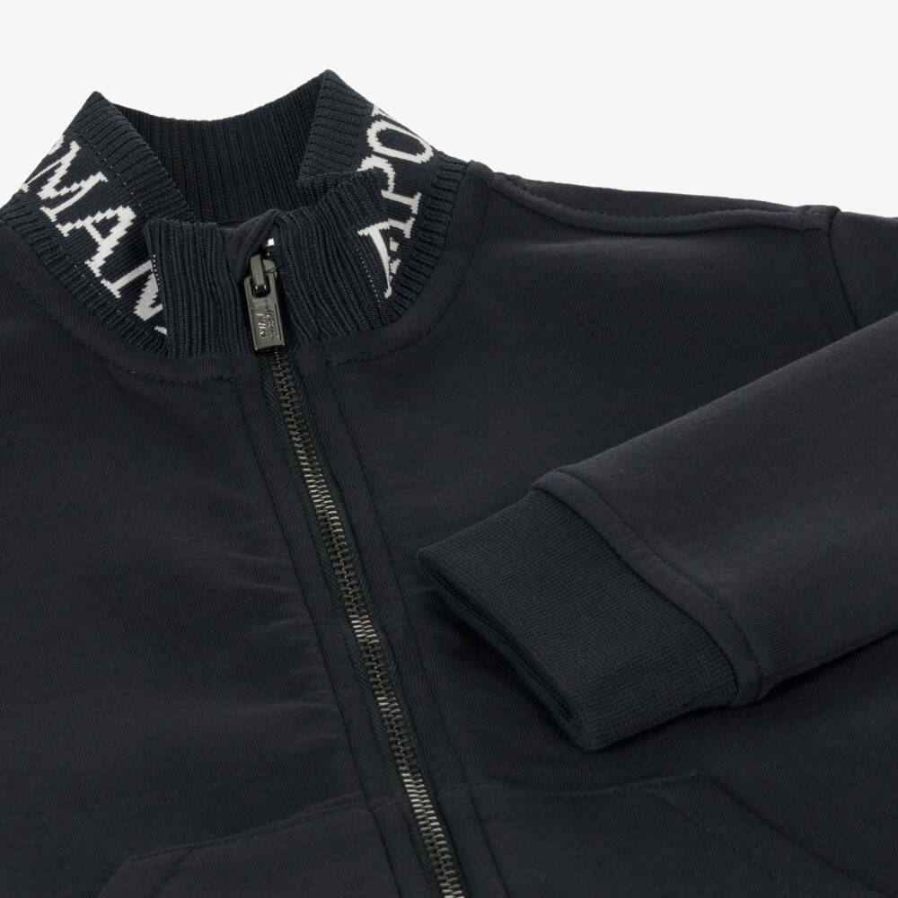 إEmporio Armani-بدلة رياضية بسحاب لون كحلي للأولاد | Childrensalon Outlet