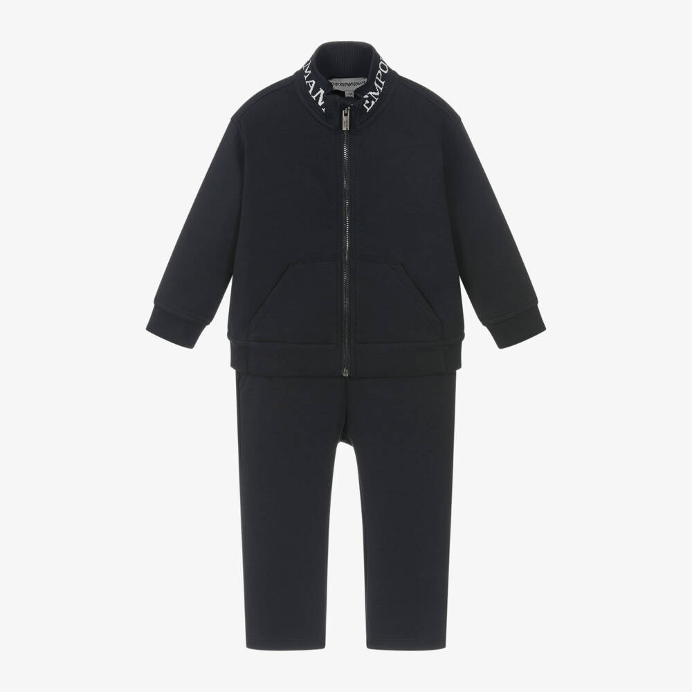 Emporio Armani-Boys Blue Zip-Up Jogger Set | Childrensalon Outlet