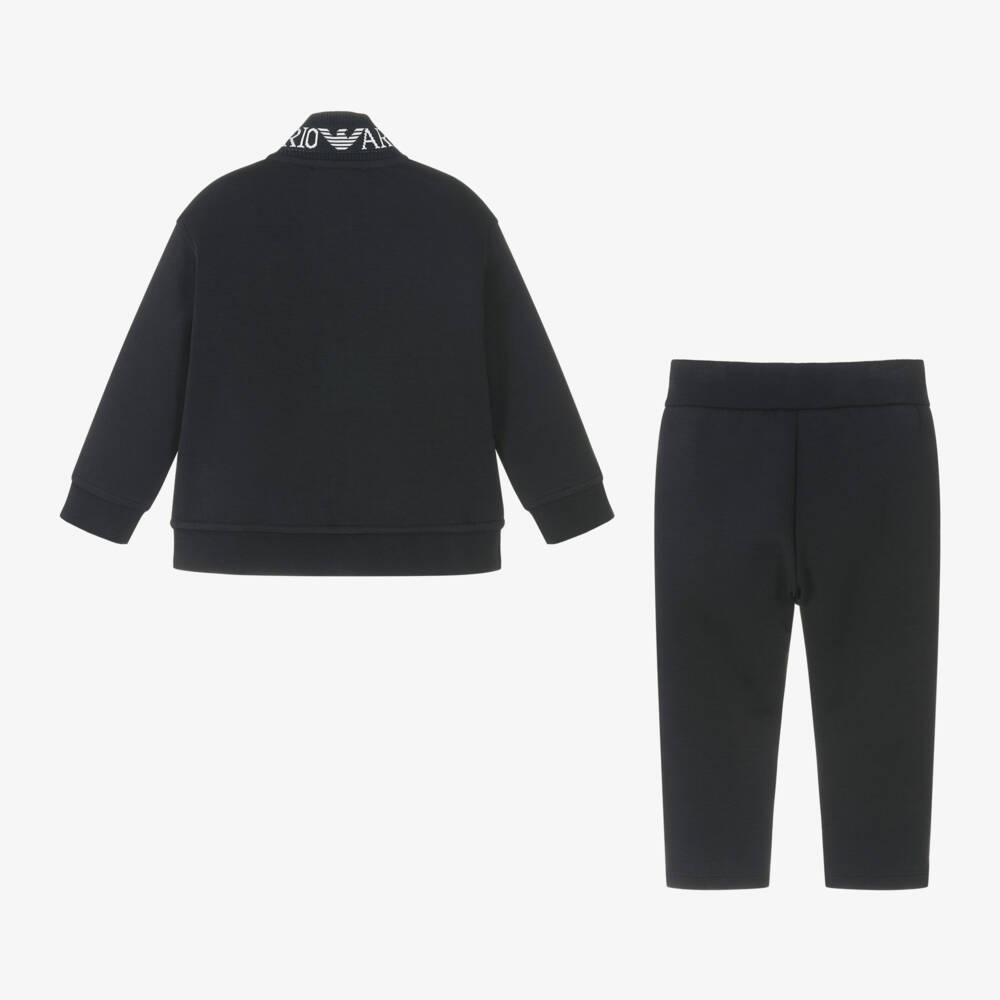 إEmporio Armani-بدلة رياضية بسحاب لون كحلي للأولاد | Childrensalon Outlet