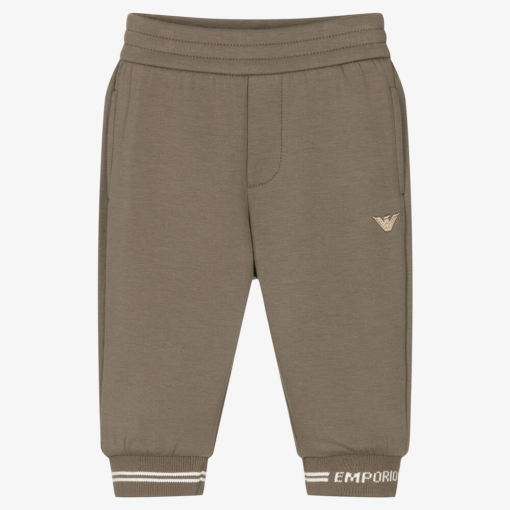 Emporio Armani - Jogger marron en jersey aigle garçon | Childrensalon