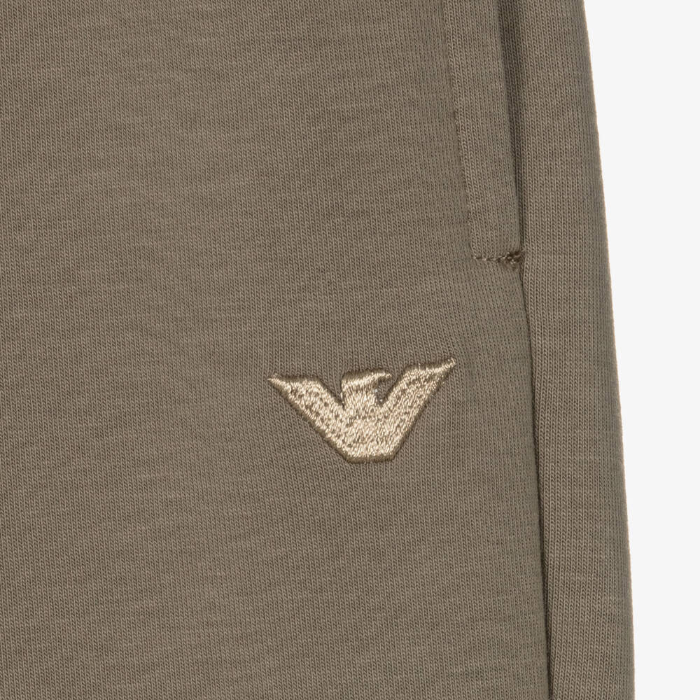 Emporio Armani-Boys Brown Jersey Eagle Joggers | Childrensalon Outlet