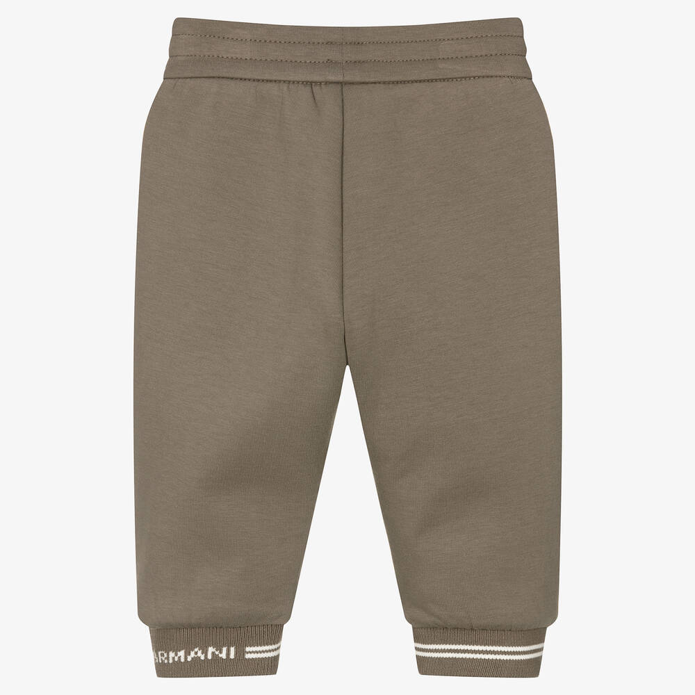 Emporio Armani-Boys Brown Jersey Eagle Joggers | Childrensalon Outlet
