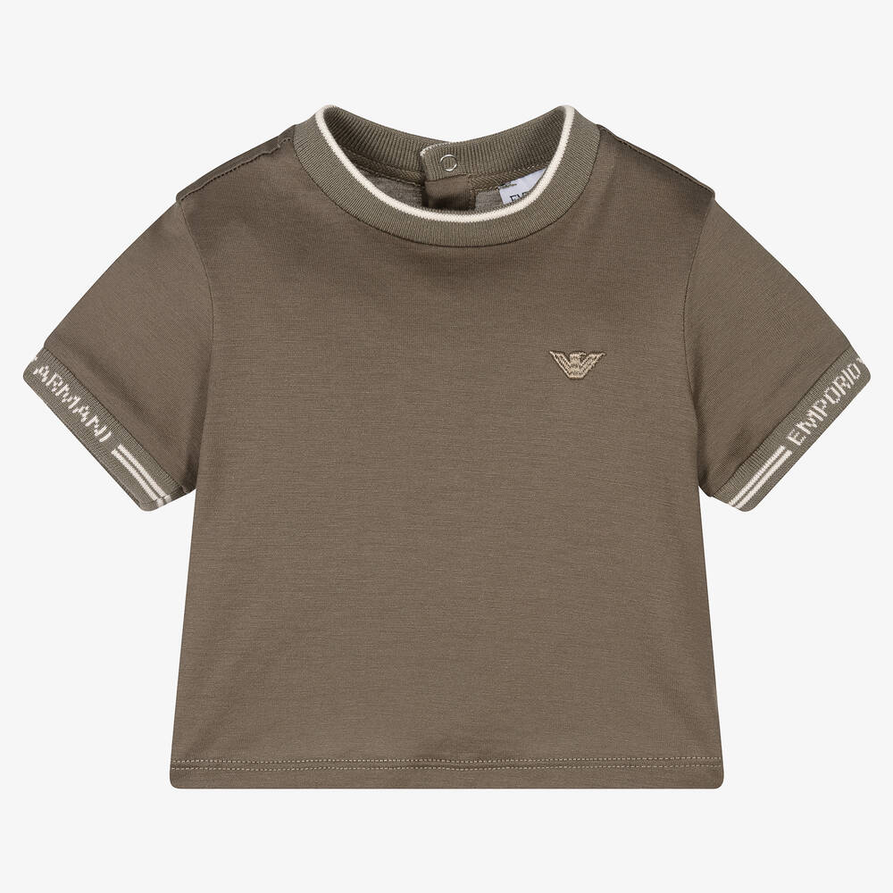 Emporio Armani - Boys Brown Lyocell Eagle T-Shirt | Childrensalon