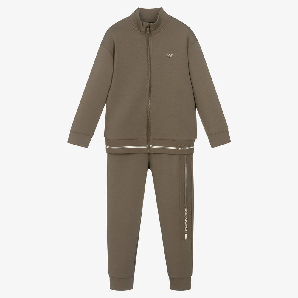 Emporio Armani - Survêtement marron en jersey Milano | Childrensalon