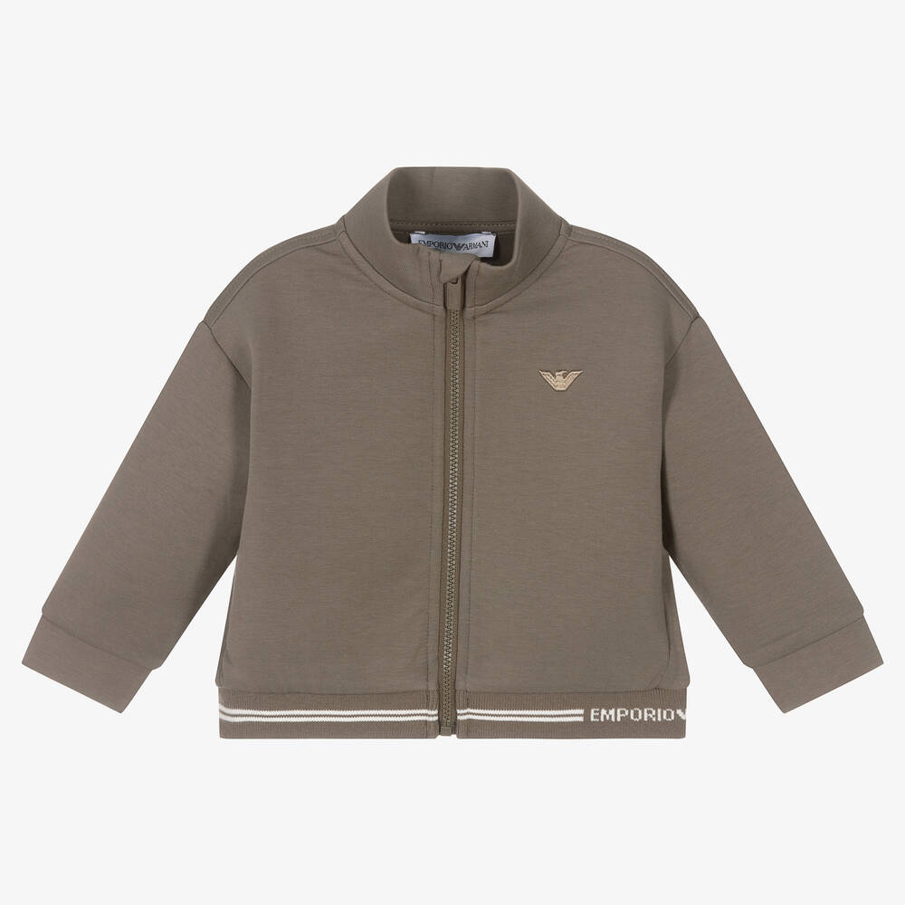 Emporio Armani - Veste zippée marron Garçon | Childrensalon