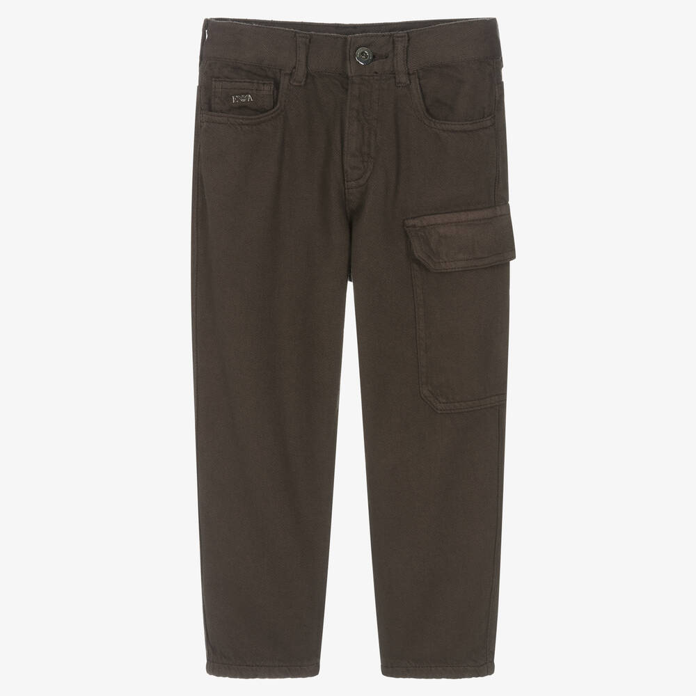 Emporio Armani - Braune Biobaumwoll-Cargohose  | Childrensalon