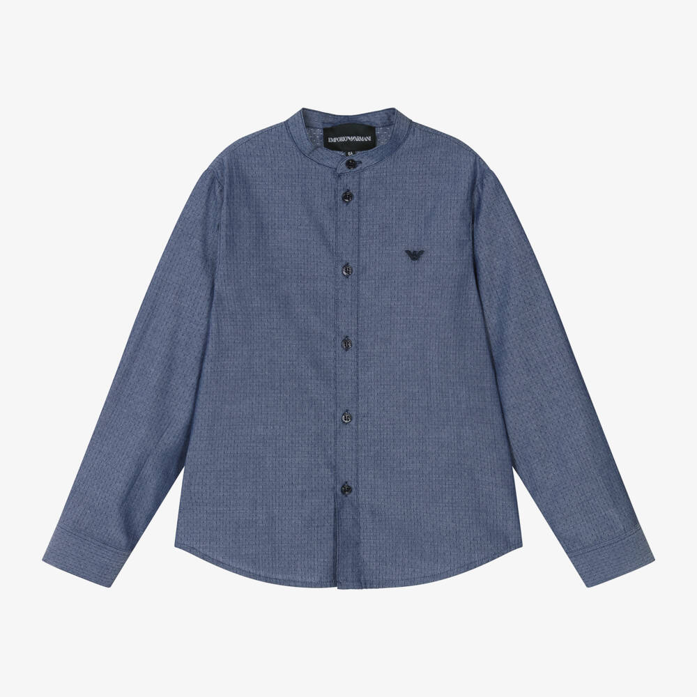 Emporio Armani-Boys Chambray Logo Top | Childrensalon Outlet