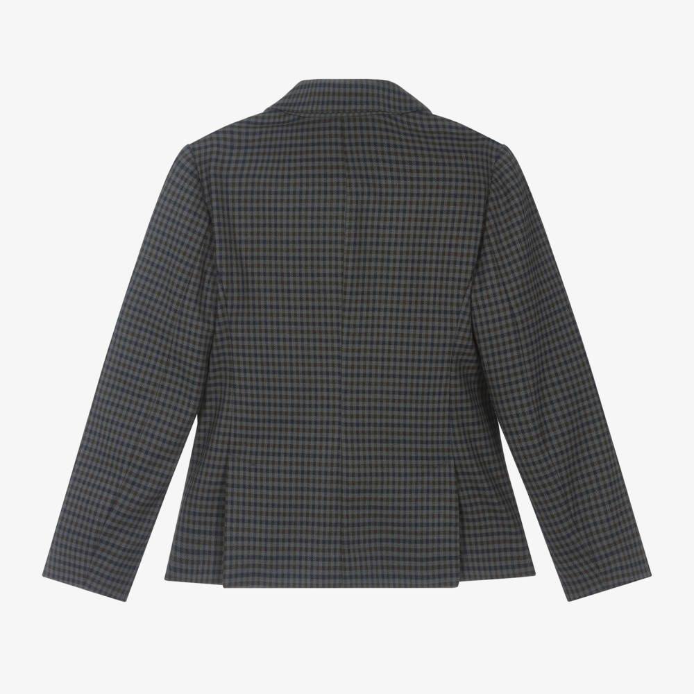 إمبوريو أرماني-بليزر كاروهات فيسكوز لون رمادي للأولاد | Childrensalon Outlet