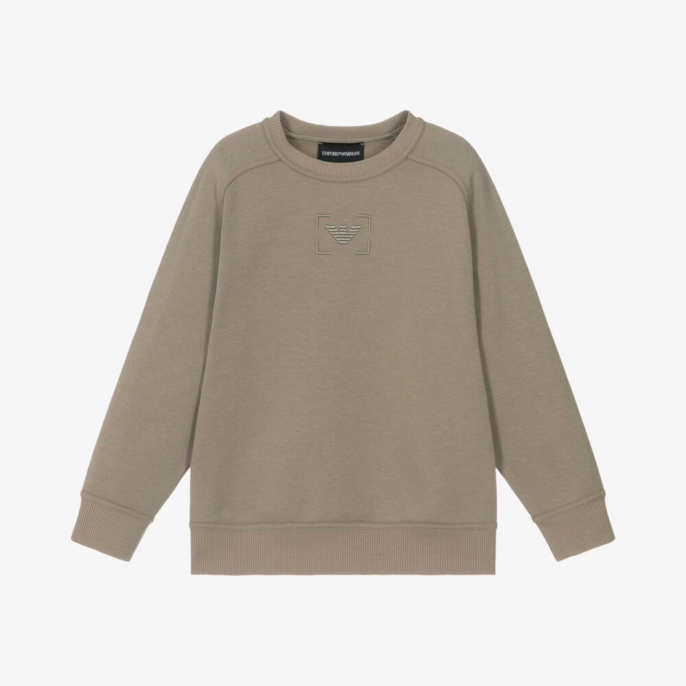 Emporio Armani-Классический бежевый хлопковый пуловер для мальчиков | Childrensalon Outlet