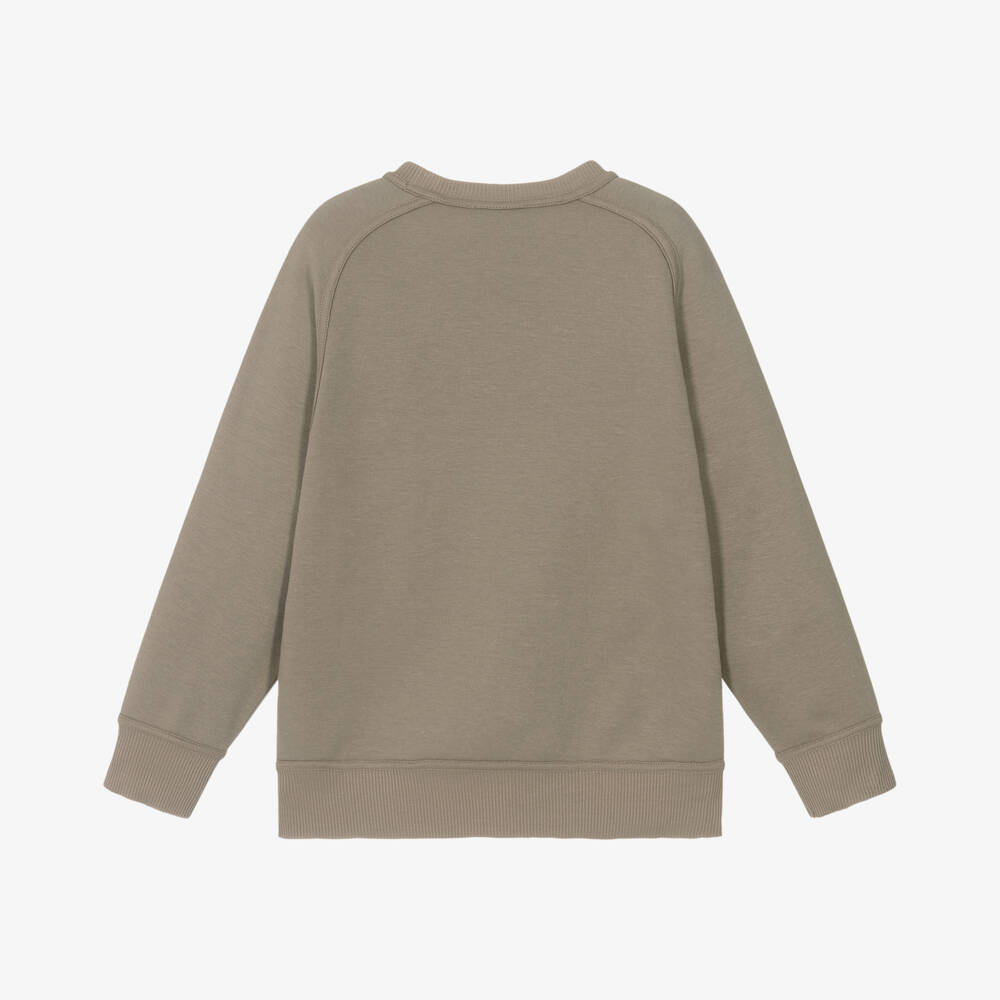 Emporio Armani-Boys Classic Beige Cotton Pullover | Childrensalon Outlet