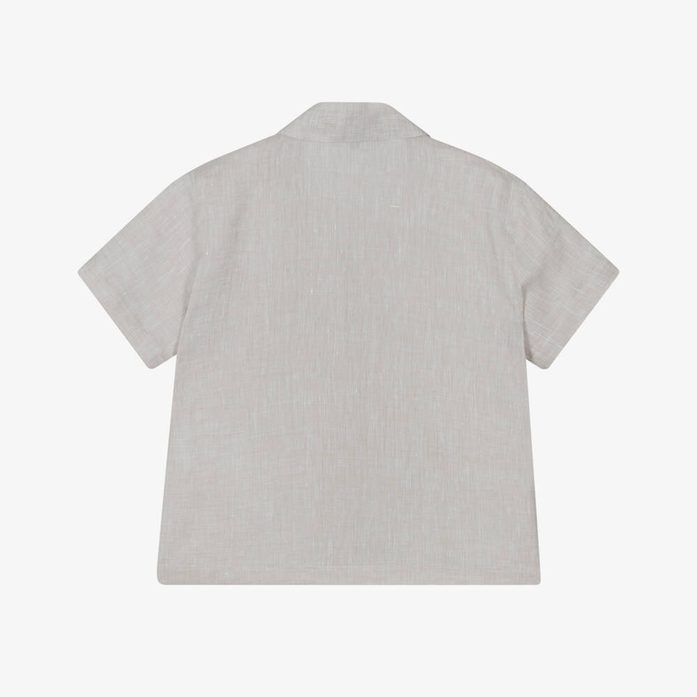 Emporio Armani-Boys Classic Beige Linen Top | Childrensalon Outlet
