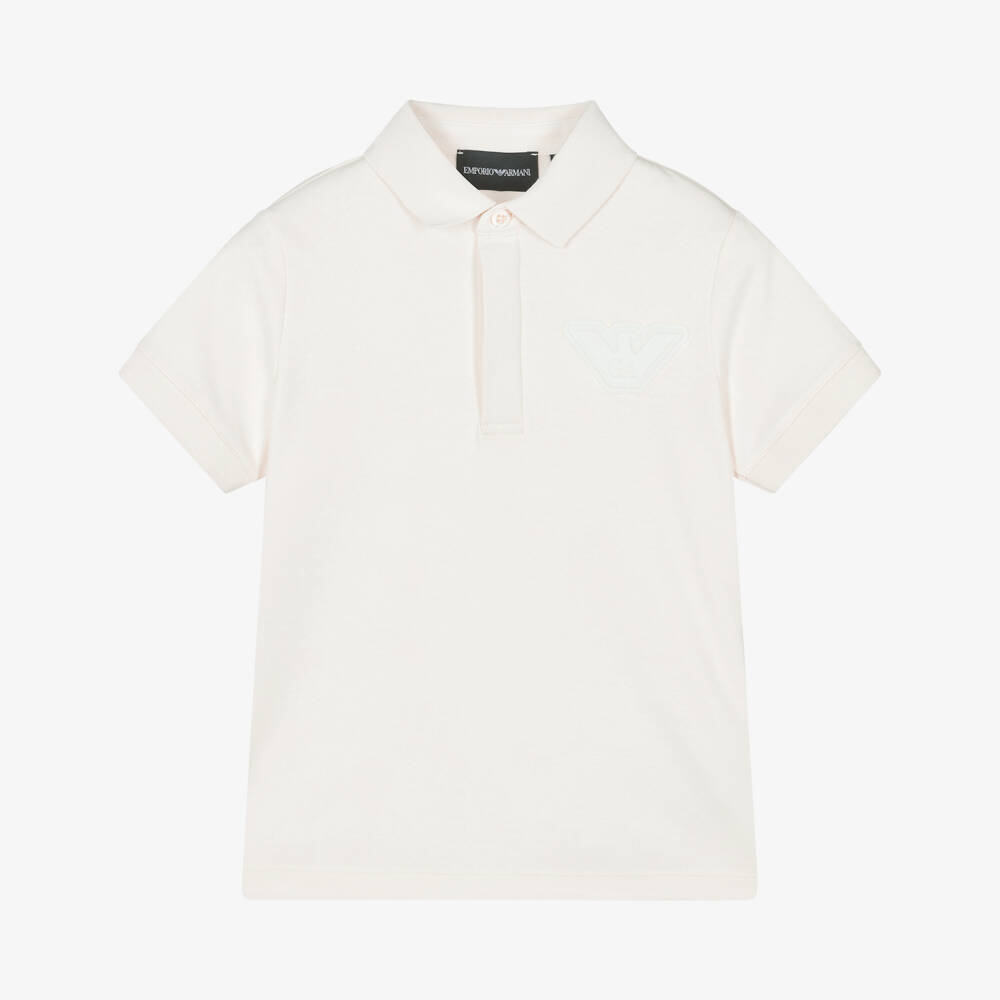Emporio Armani-Boys Classic Ivory Logo Polo | Childrensalon Outlet