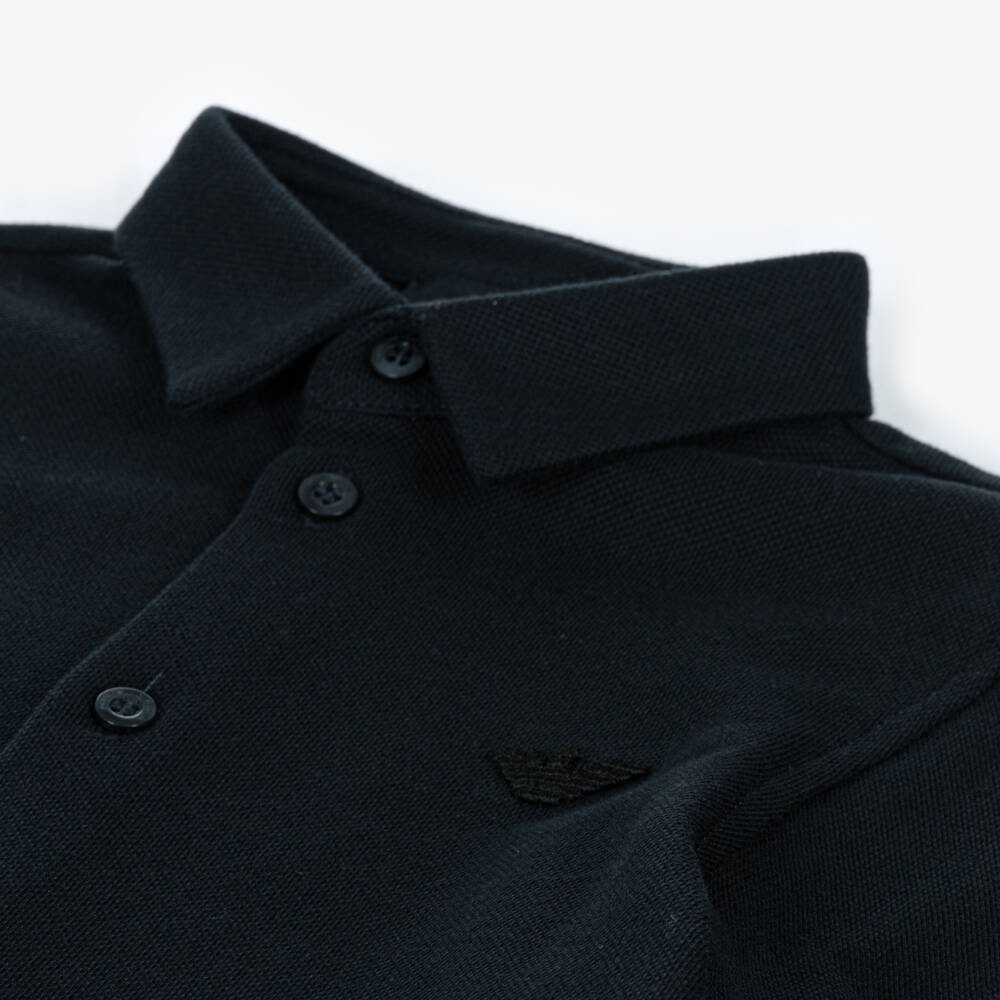 إEmporio Armani-قميص كلاسيكي قطني أزرق داكن للأولاد | Childrensalon Outlet
