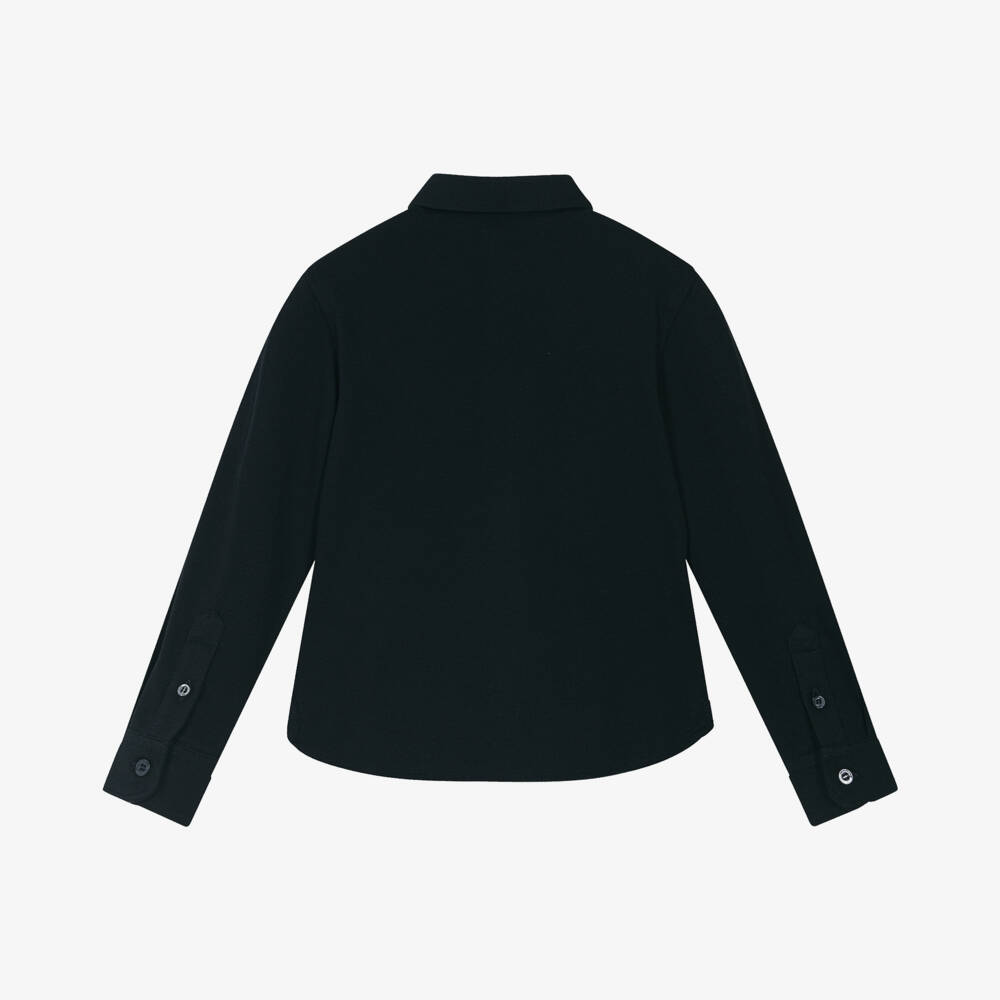 إEmporio Armani-قميص كلاسيكي قطني أزرق داكن للأولاد | Childrensalon Outlet