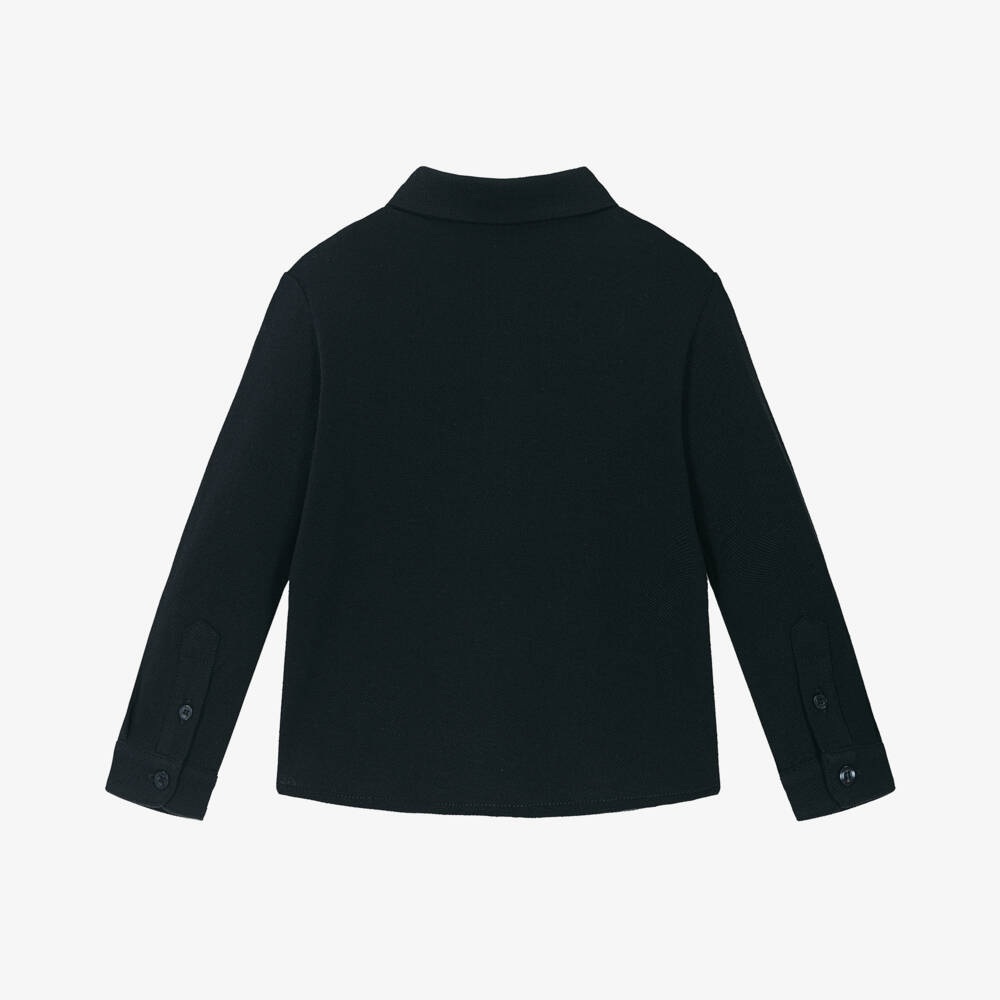 إEmporio Armani-قميص كلاسيكي قطني أزرق داكن للأولاد | Childrensalon Outlet