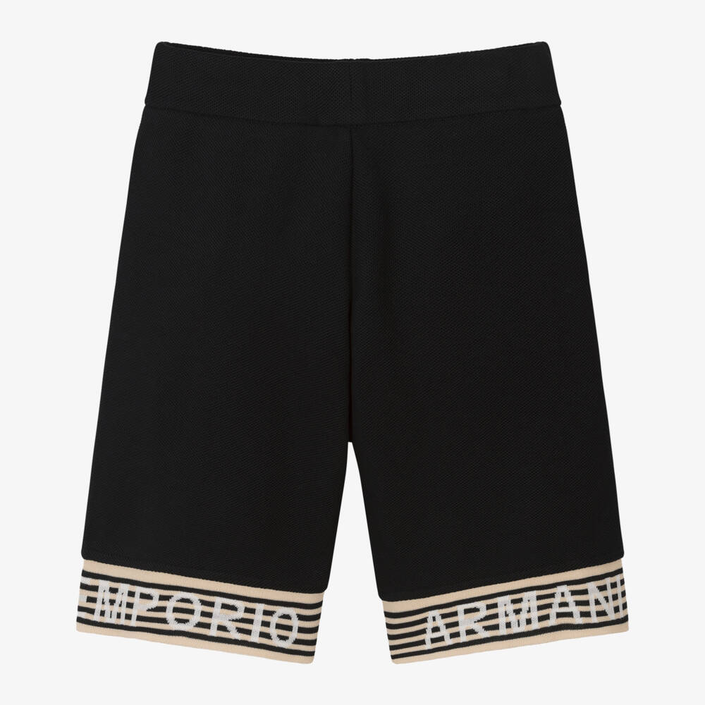 Emporio Armani-Boys Classic Navy Piqué Shorts | Childrensalon Outlet