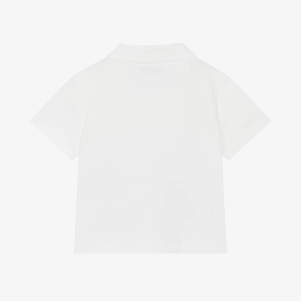 إEmporio Armani-بولو كلاسيكي أبيض من القطن للأولاد | Childrensalon Outlet
