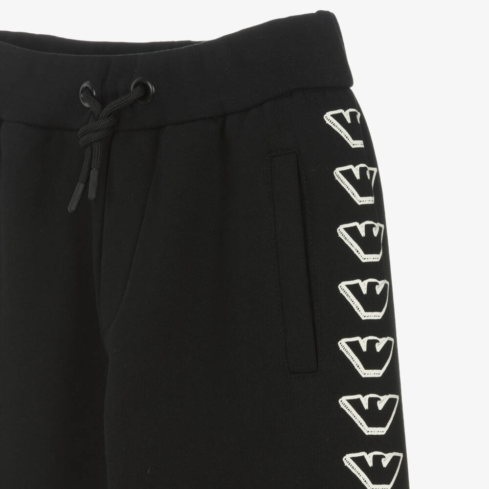 Emporio Armani-بنطلون رياضي قطن لون أسود للأولاد | Childrensalon Outlet