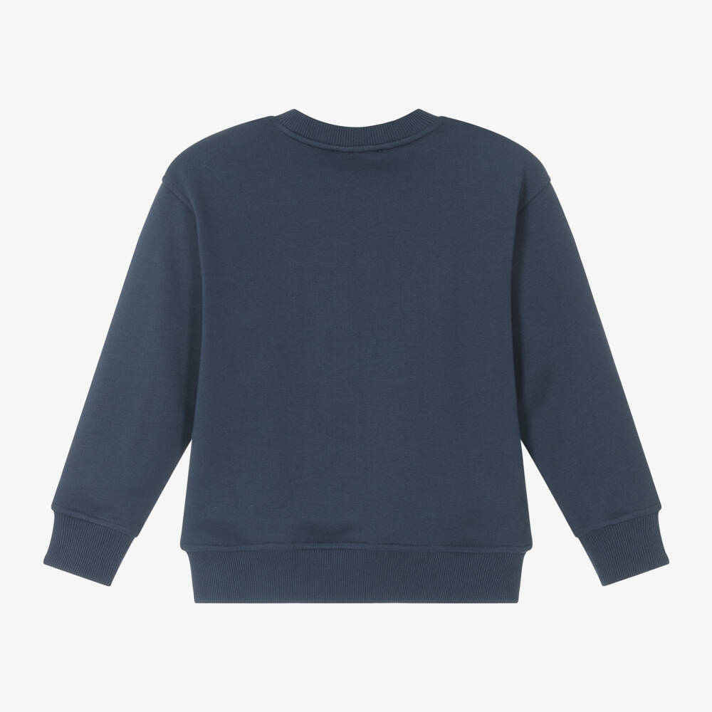 Emporio Armani-Boys Cotton Blue Logo Jumper | Childrensalon Outlet