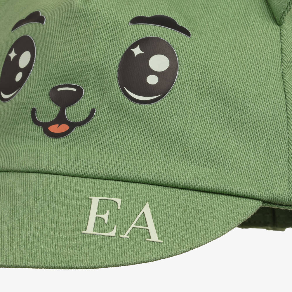 إEmporio Armani-قبعة قطنية للأولاد بنقشة دب الغابة | Childrensalon Outlet