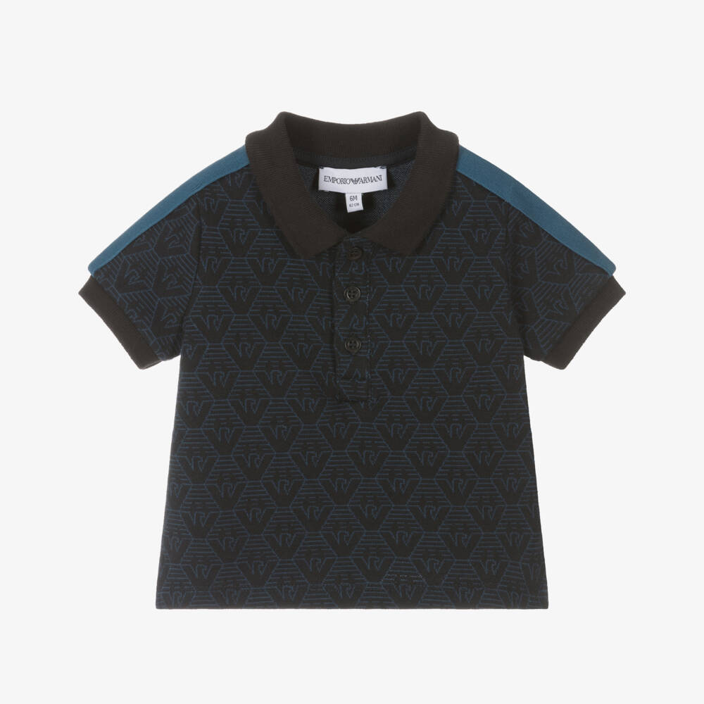 Emporio Armani-Boys Cotton Navy Eagle Polo | Childrensalon Outlet