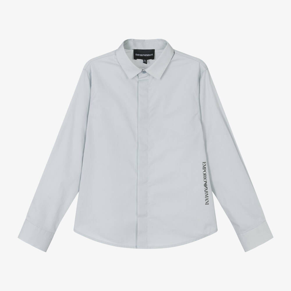 Emporio Armani-Boys Cotton Poplin Shirt | Childrensalon Outlet