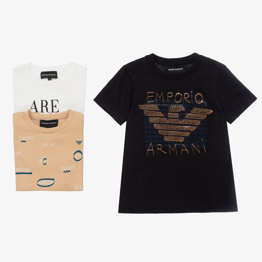 Emporio Armani - Baumwoll-T-Shirts im 3er-Pack | Childrensalon