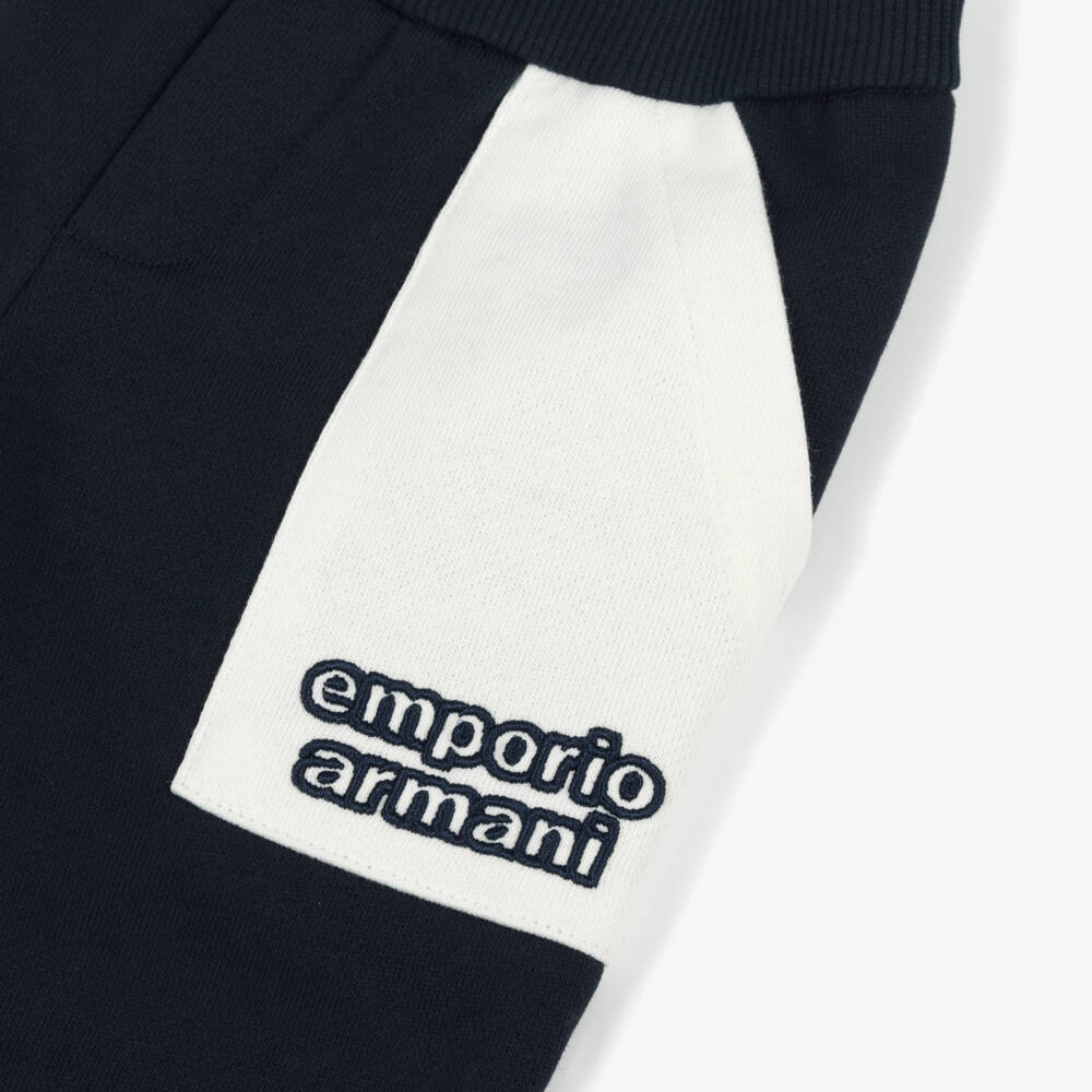 Emporio Armani-Уютные синие хлопковые джоггеры для мальчиков | Childrensalon Outlet