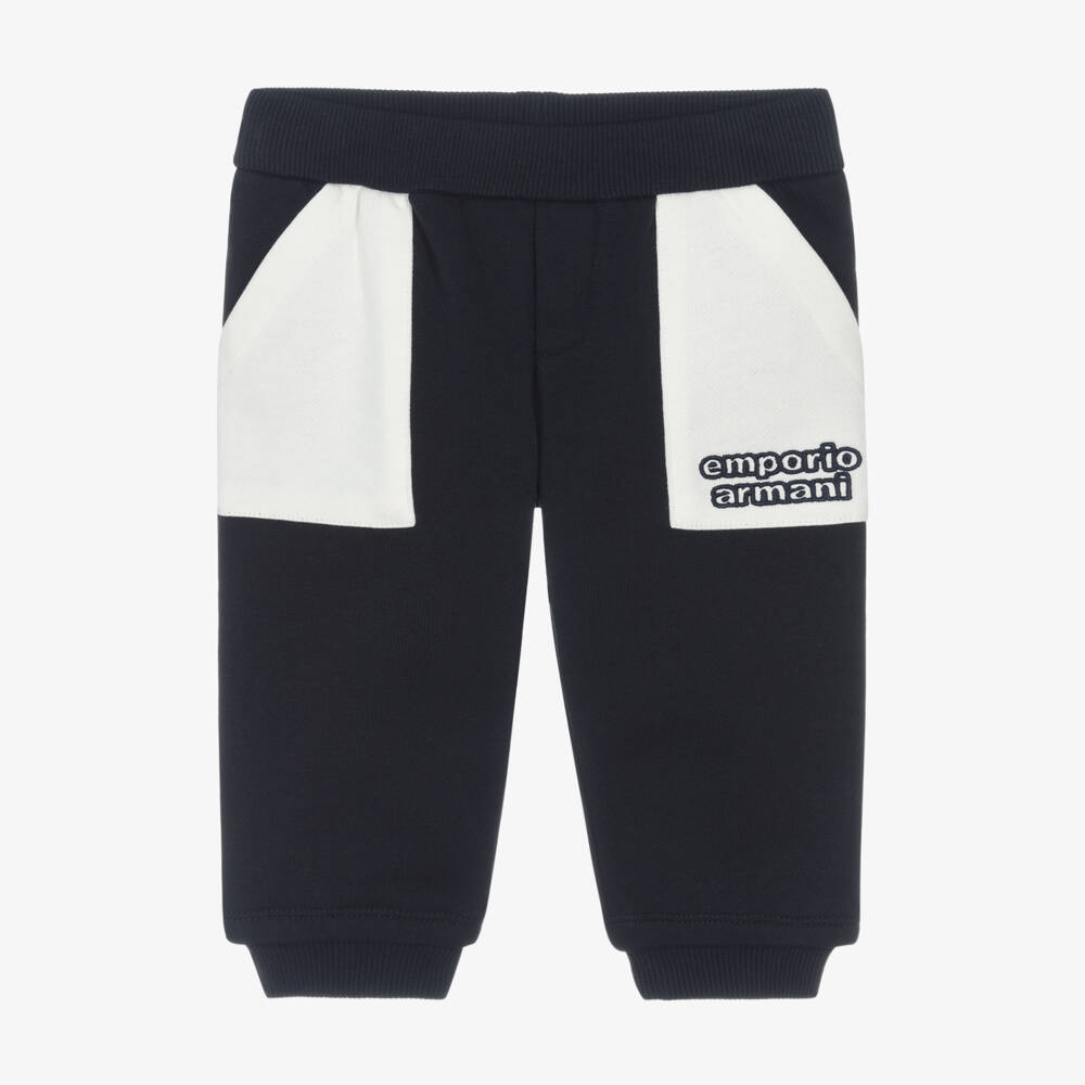 Emporio Armani-Уютные синие хлопковые джоггеры для мальчиков | Childrensalon Outlet