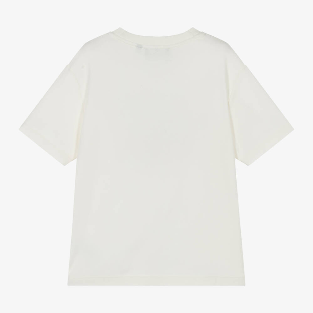 Emporio Armani-Boys Cream Cotton Eagle Tee | Childrensalon Outlet