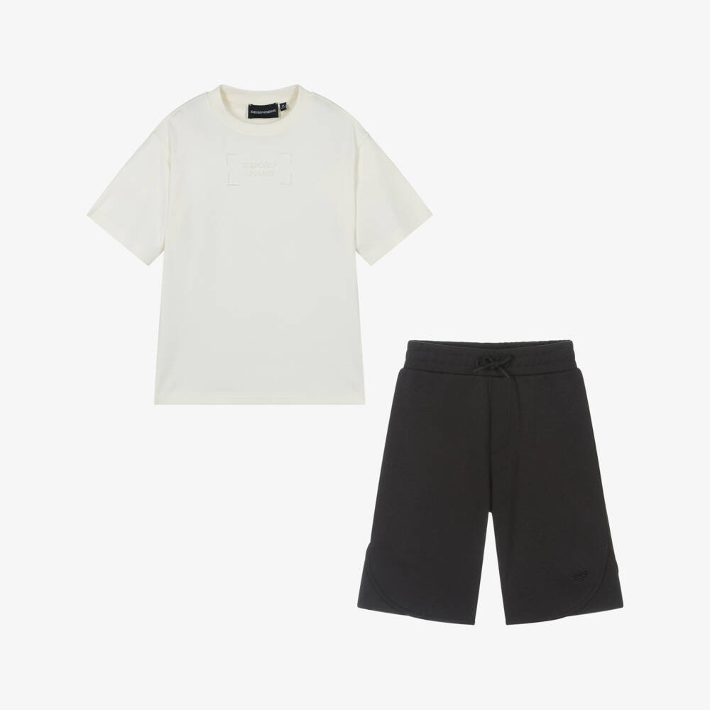 Emporio Armani-Кремовый и синий комплект шорт для мальчиков | Childrensalon Outlet