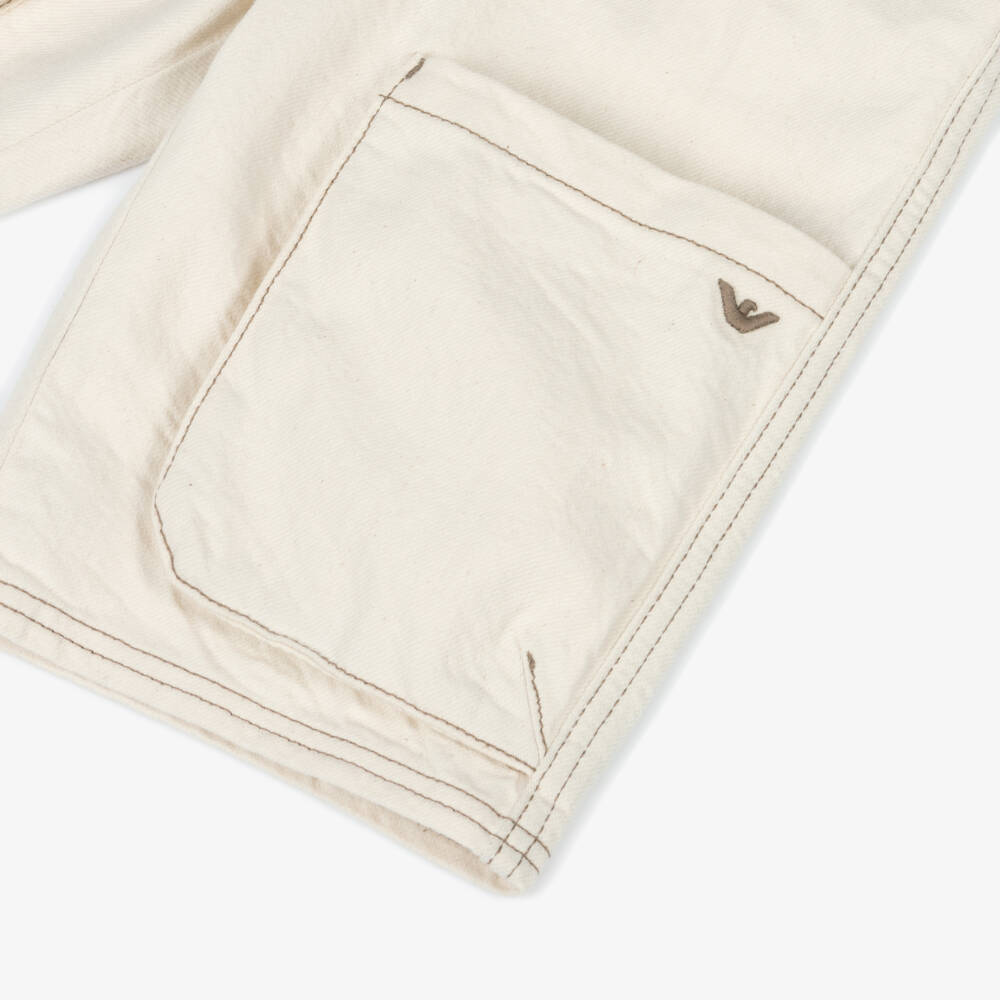 Emporio Armani-Boys Cream Twill Adventure Shorts | Childrensalon Outlet