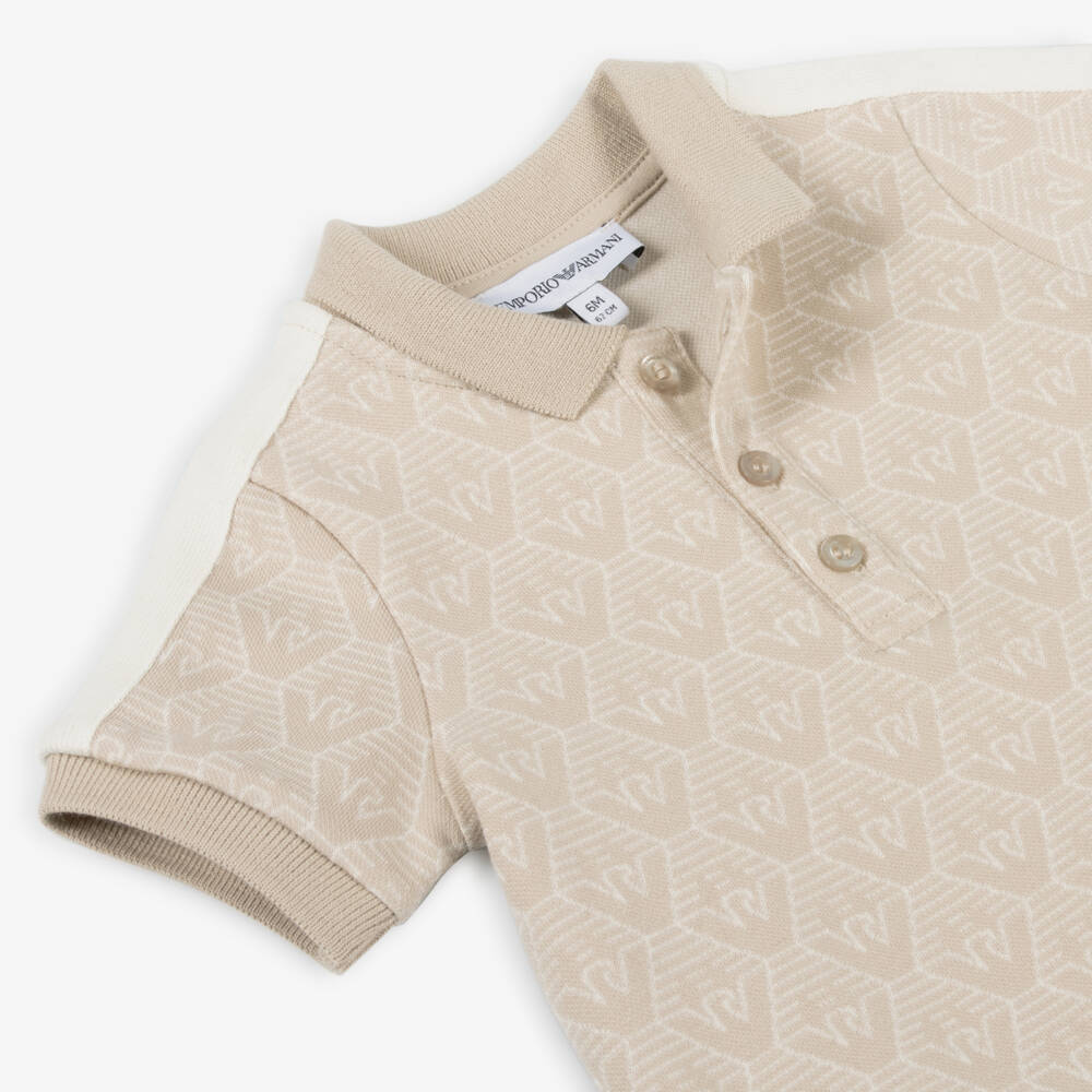 Emporio Armani-Boys Creamy Cotton Polo with Eagle | Childrensalon Outlet