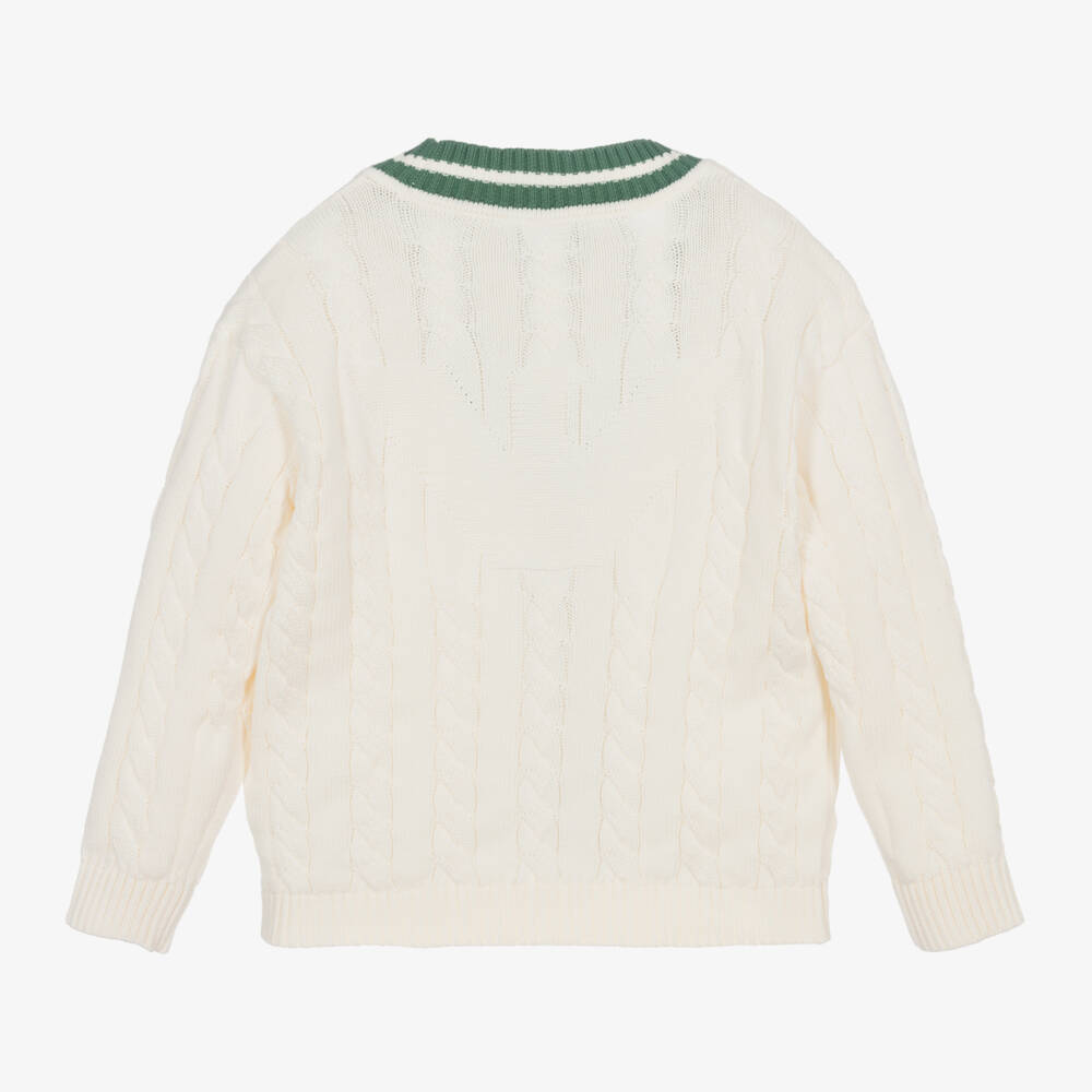 Emporio Armani-Boys Creamy Knit Button-Up Sweater | Childrensalon Outlet