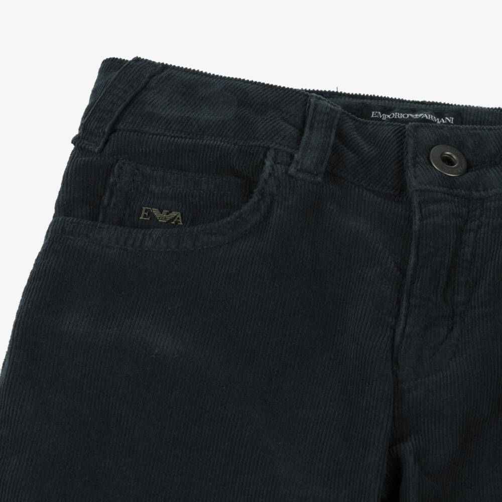 Emporio Armani-Boys Dark Blue Corduroy Pants | Childrensalon Outlet
