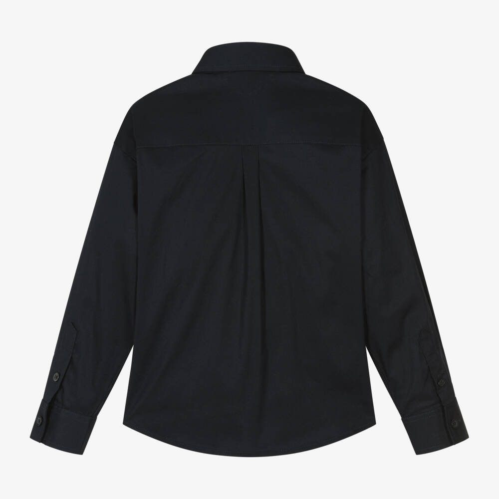 Emporio Armani-Boys Dark Blue Cotton Shirt | Childrensalon Outlet
