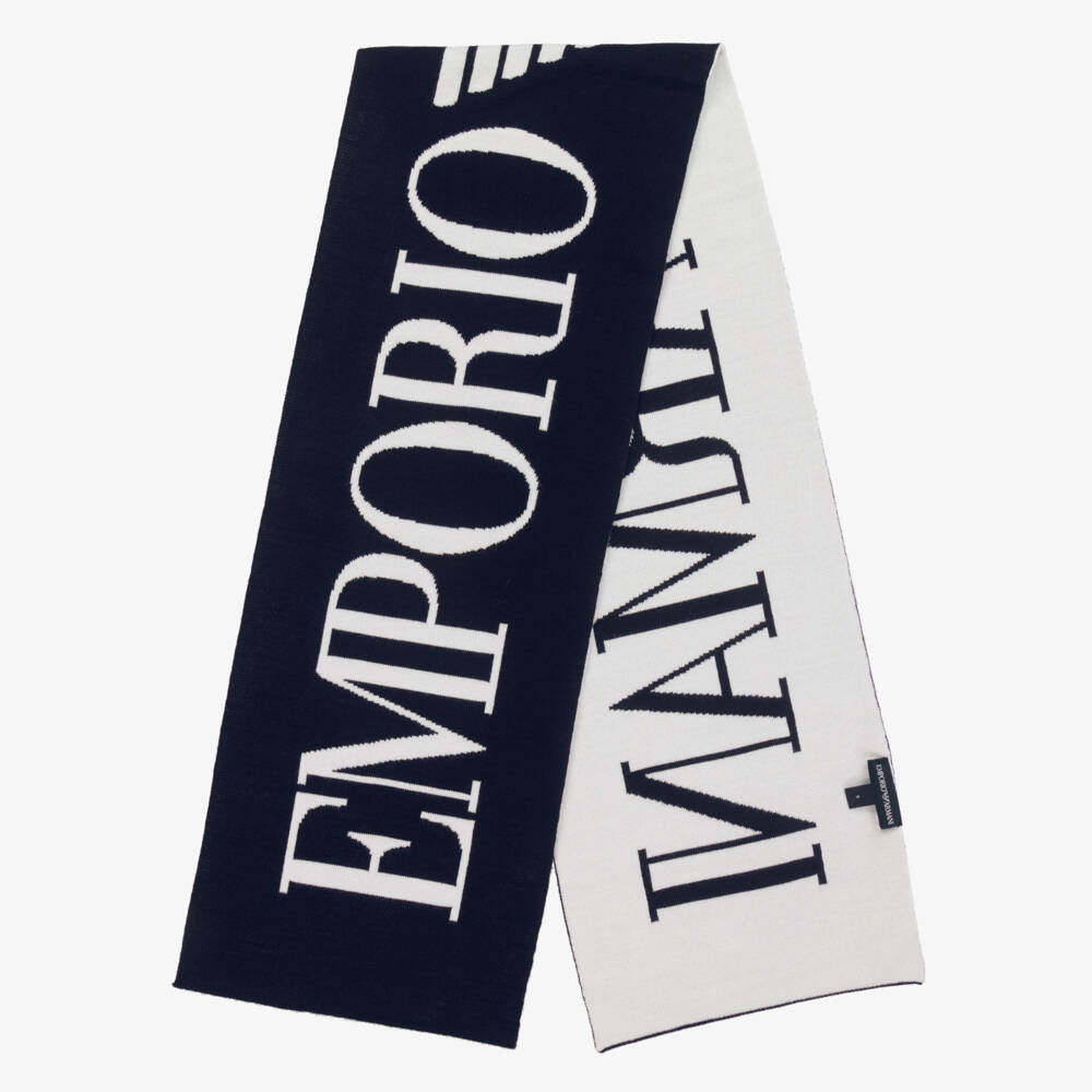 Emporio Armani-Boys Dark Blue Knit Hat Set | Childrensalon Outlet