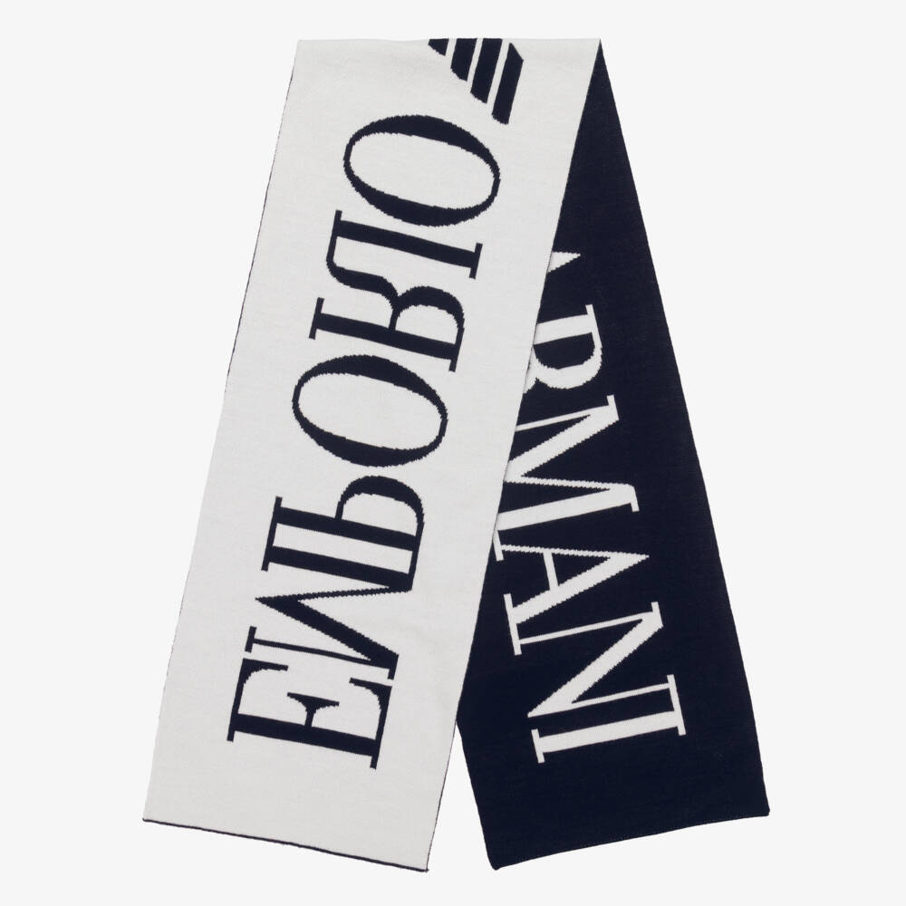 Emporio Armani-Boys Dark Blue Knit Hat Set | Childrensalon Outlet