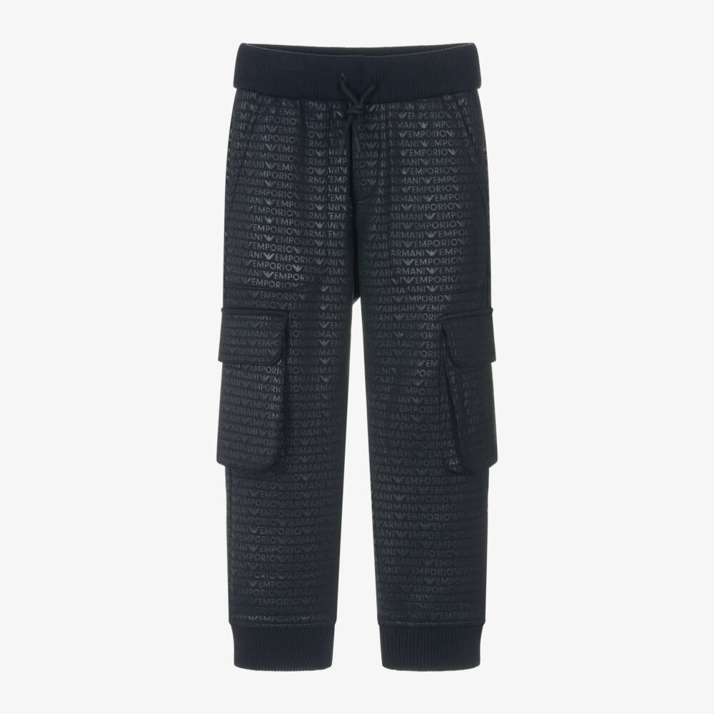 Emporio Armani-Boys Dark Blue Logo Joggers | Childrensalon Outlet
