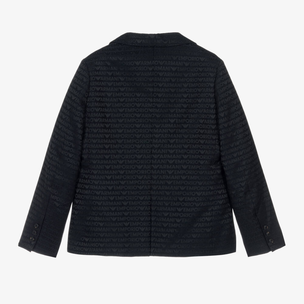 Emporio Armani-Boys Dark Blue Patterned Blazer | Childrensalon Outlet