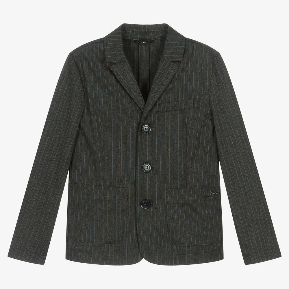 Emporio Armani - Blazer à fines rayures gris Garçon | Childrensalon