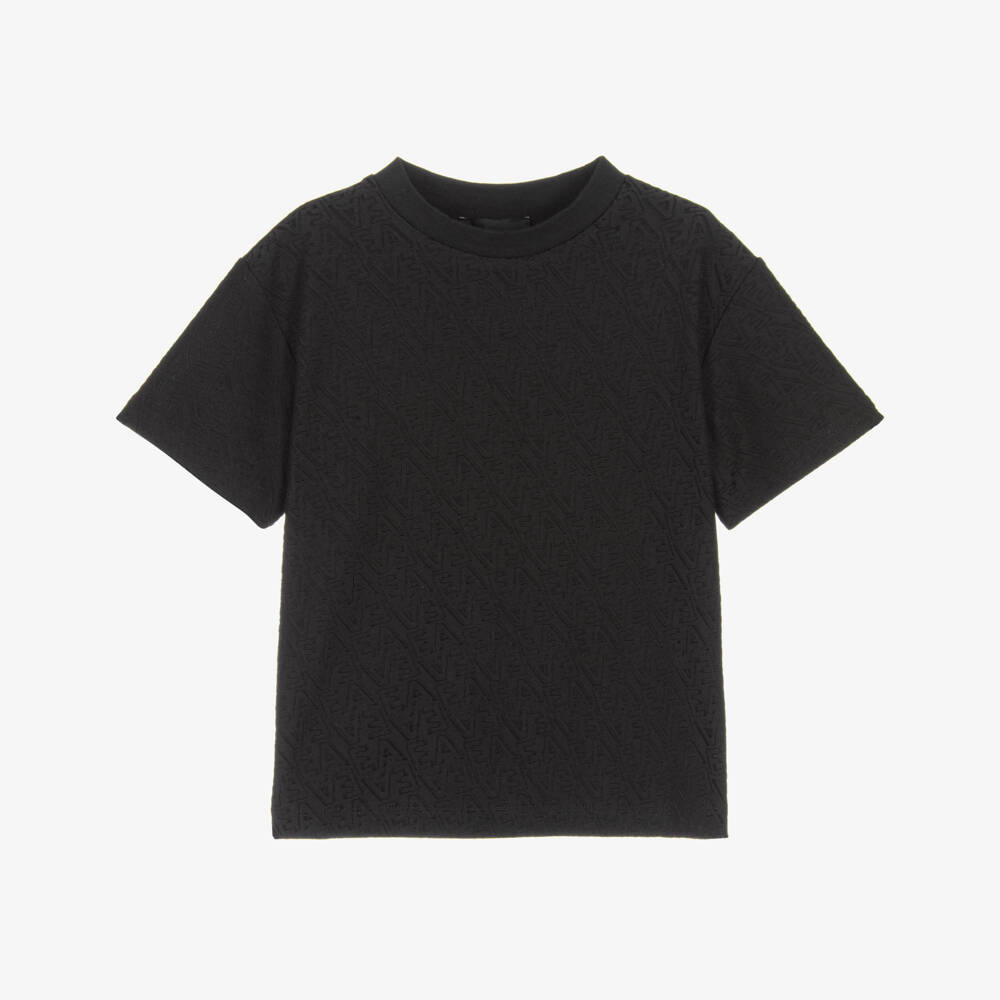 Emporio Armani-Boys Dark Navy Blue Jacquard Logo T-Shirt | Childrensalon Outlet