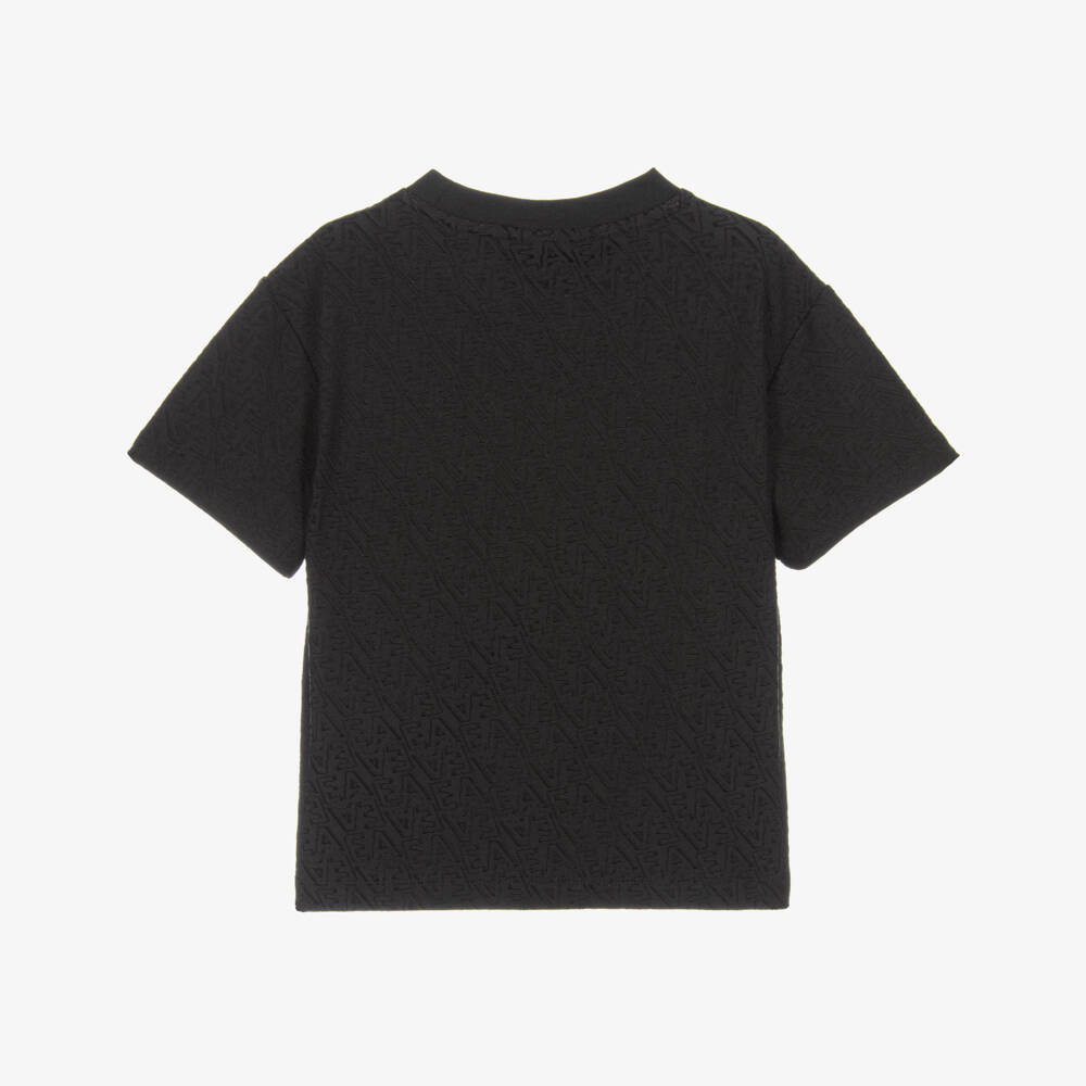Emporio Armani-Boys Dark Navy Blue Jacquard Logo T-Shirt | Childrensalon Outlet