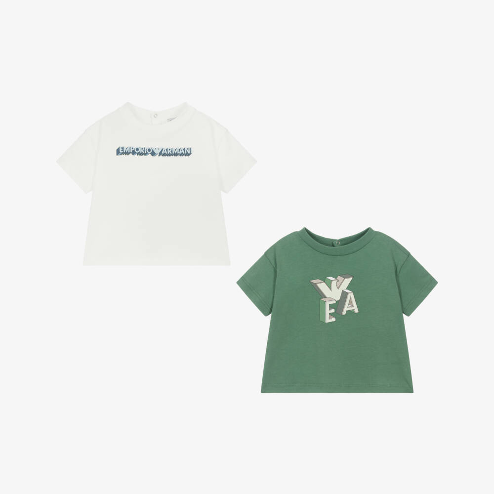 Emporio Armani-تيشيرتات قطنية مزدوجة للأولاد | Childrensalon Outlet