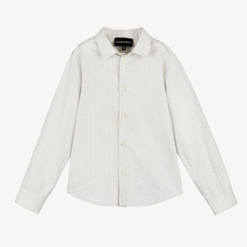Emporio Armani-Boys Elegant Grey Cotton Shirt | Childrensalon Outlet