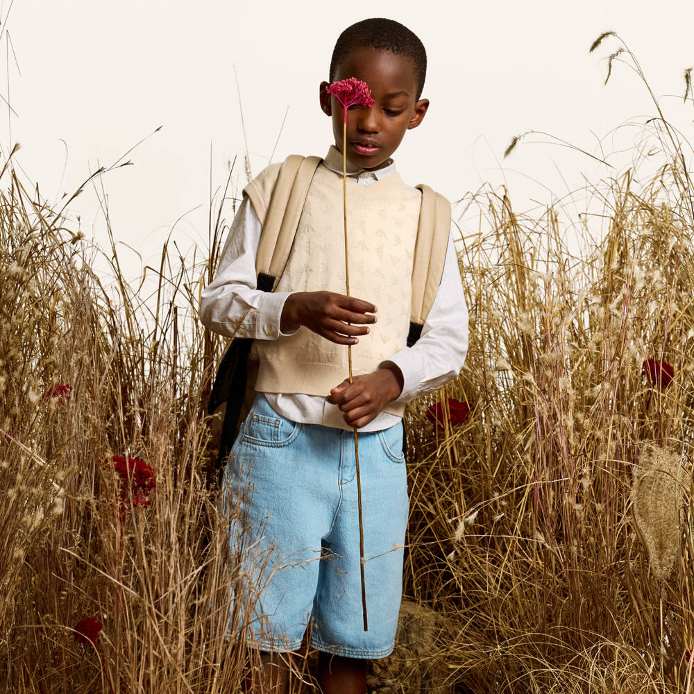 Emporio Armani-Boys Elegant Grey Cotton Shirt | Childrensalon Outlet