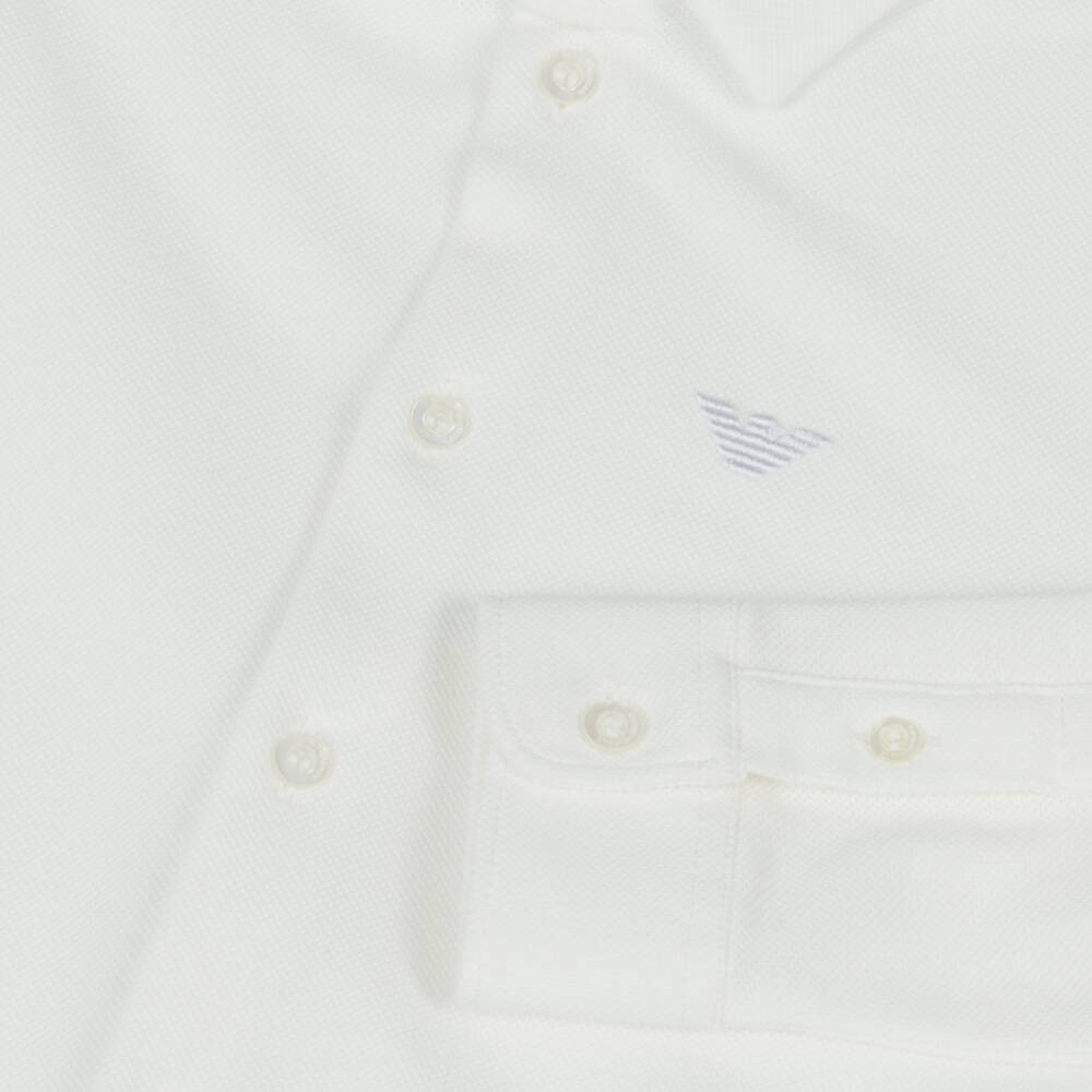 Emporio Armani-Boys Elegant Ivory Piqué Top | Childrensalon Outlet