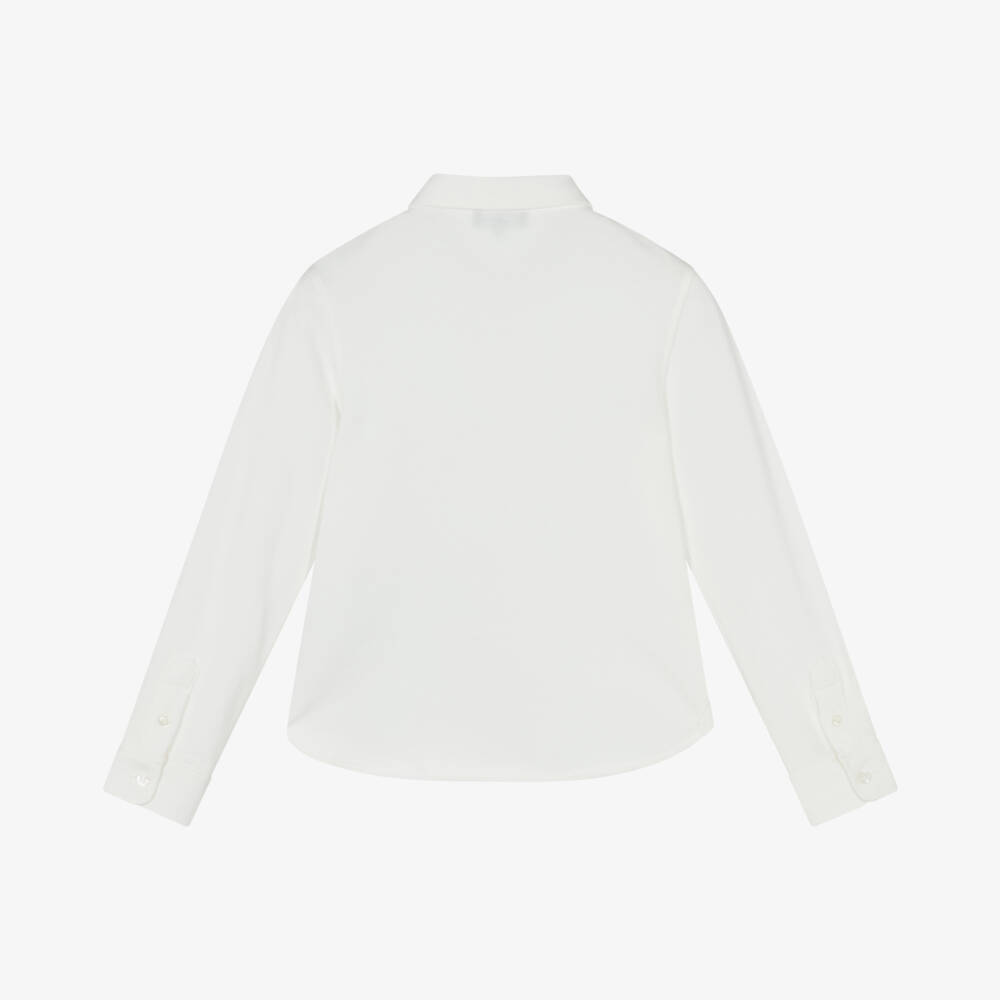 Emporio Armani-Boys Elegant Ivory Piqué Top | Childrensalon Outlet